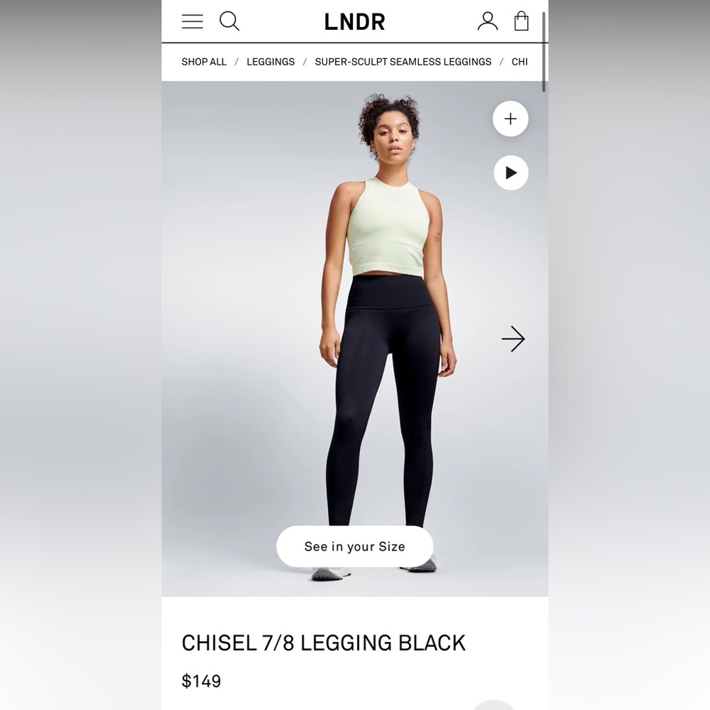 LNDR CHISEL 7/8 Legging Black Size S-M